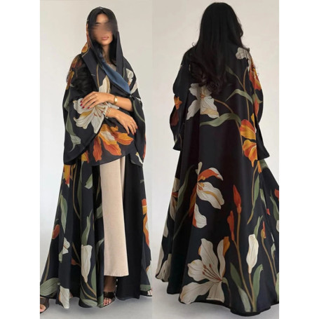 Eid Women Scarf Print Abaya Muslim Cardigan Dress Party Jalabiya Ramadan Long Abayas Vestidos Largos Arab Robe Morocco Kaftan
