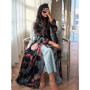 Eid Women Abaya Hijab Print Cardigan Dress Headscarf 2 Piece Set Muslim Dubai Morocco Kaftan Ramadan Saudi Robe Vestidos Largos