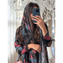 Eid Women Abaya Hijab Print Cardigan Dress Headscarf 2 Piece Set Muslim Dubai Morocco Kaftan Ramadan Saudi Robe Vestidos Largos