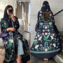 Middle Eastern Abaya Muslim Women's Fashion Printed Hijab Casual Cardigan Abaya Flared Coat