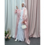 Eid Abaya Dubai Puff Sleeves Muslim Dress Silky Turkey Kaftans for WomenRobe Kimono Islam Abayas Femme Musulmane African