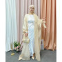 Eid Abaya Dubai Puff Sleeves Muslim Dress Silky Turkey Kaftans for WomenRobe Kimono Islam Abayas Femme Musulmane African