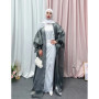 Eid Abaya Dubai Puff Sleeves Muslim Dress Silky Turkey Kaftans for WomenRobe Kimono Islam Abayas Femme Musulmane African