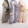 Eid Abaya Dubai Puff Sleeves Muslim Dress Silky Turkey Kaftans for WomenRobe Kimono Islam Abayas Femme Musulmane African