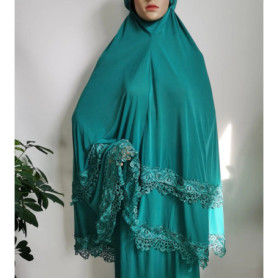 Arab national style Ramadan Women Lace Hijab Skirts Muslim Islamic 2PCS Abaya Prayer Burqa Robe Sets