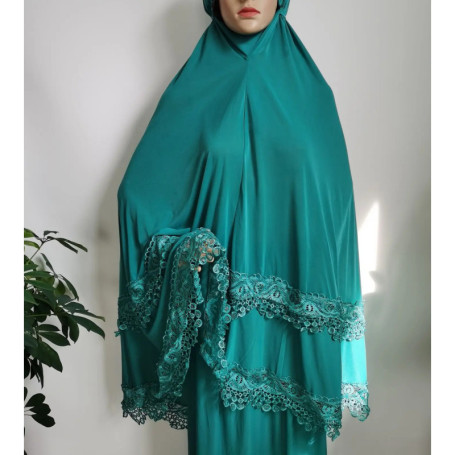Arab national style Ramadan Women Lace Hijab Skirts Muslim Islamic 2PCS Abaya Prayer Burqa Robe Sets