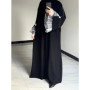 Muslim Abaya Women Lace Sleeve Elegant Nida Black Abaya Dubai Modest Dresses Morocco Kaftan 2025 EID Cardigan Summer Long Robe