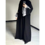 Muslim Abaya Women Lace Sleeve Elegant Nida Black Abaya Dubai Modest Dresses Morocco Kaftan 2025 EID Cardigan Summer Long Robe