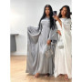 Ramadan Eid Summer Satin Batwing Abaya Dubai Women Islam Muslim Maxi Kaftan Dresses Kebaya Caftan Marocain Robe Femme Musulmane