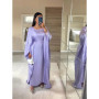 Ramadan Eid Summer Satin Batwing Abaya Dubai Women Islam Muslim Maxi Kaftan Dresses Kebaya Caftan Marocain Robe Femme Musulmane