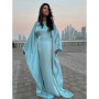 Ramadan Eid Summer Satin Batwing Abaya Dubai Women Islam Muslim Maxi Kaftan Dresses Kebaya Caftan Marocain Robe Femme Musulmane