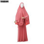 Jersey Prayer Set Stretchy EID Ramadan Islam Muslim Women Satin Rope Instant Hijab Khimar Skirt 2 Piece Jilbab