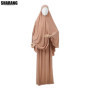 Jersey Prayer Set Stretchy EID Ramadan Islam Muslim Women Satin Rope Instant Hijab Khimar Skirt 2 Piece Jilbab