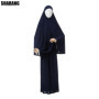 Jersey Prayer Set Stretchy EID Ramadan Islam Muslim Women Satin Rope Instant Hijab Khimar Skirt 2 Piece Jilbab