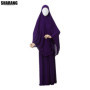 Jersey Prayer Set Stretchy EID Ramadan Islam Muslim Women Satin Rope Instant Hijab Khimar Skirt 2 Piece Jilbab