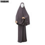 Jersey Prayer Set Stretchy EID Ramadan Islam Muslim Women Satin Rope Instant Hijab Khimar Skirt 2 Piece Jilbab