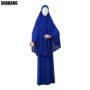 Jersey Prayer Set Stretchy EID Ramadan Islam Muslim Women Satin Rope Instant Hijab Khimar Skirt 2 Piece Jilbab