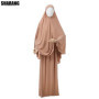 Jersey Prayer Set Stretchy EID Ramadan Islam Muslim Women Satin Rope Instant Hijab Khimar Skirt 2 Piece Jilbab