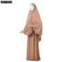 Jersey Prayer Set Stretchy EID Ramadan Islam Muslim Women Satin Rope Instant Hijab Khimar Skirt 2 Piece Jilbab