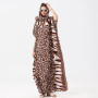 Summer Bohemian Women Maxi Dress Leapord Print Beach Woman Silk Dress Oversize African Women Clothing Dubai Dashiki Abaya