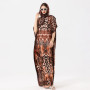 Summer Bohemian Women Maxi Dress Leapord Print Beach Woman Silk Dress Oversize African Women Clothing Dubai Dashiki Abaya