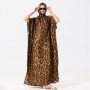 Summer Bohemian Women Maxi Dress Leapord Print Beach Woman Silk Dress Oversize African Women Clothing Dubai Dashiki Abaya
