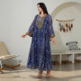 2026 Middle East Muslim New Fashion Women's Mesh Spliced Embroidered Casual Trendy Loose Long Sleeve Ankle Length Dresses Abaya