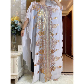 2026 New African Women's Dashiki Fashion Muslim Abaya Stylish Chiffon Batwing Sleeve Sequin Loose Dress Elegant Robe Free Size