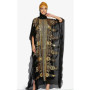 2026 New African Women's Dashiki Fashion Muslim Abaya Stylish Chiffon Batwing Sleeve Sequin Loose Dress Elegant Robe Free Size