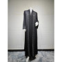 Eid Mubarak Ramadan Open Abaya Women Muslim Dress Jilbab Kebaya Islam Clothing Black Kaftan Robe Rhinestone Dresses Hijab Abayas