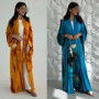 Yellow Abaya Dubai Luxury Women Muslim Maxi Dress Kimono Cardigan Turkey Kaftan Kebaya Caftan Marocain Femme Djellaba Jalabiya