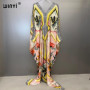 WINYI summer kaftan kuwait Women print Beach cover-ups dress abaya dubai luxury abaya muslim woman dubai Fashion evening dress
