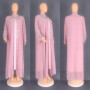Luxury Diamonds African Dashiki Dresses for Women Kaftan Clothing Ramadan Robe Chiffon Long Dress Islam Muslim Abaya 2 Piece Set