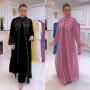 Luxury Diamonds African Dashiki Dresses for Women Kaftan Clothing Ramadan Robe Chiffon Long Dress Islam Muslim Abaya 2 Piece Set