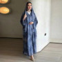 Uni Abaya Dubai 2025 Marble Print Hijab Abaya 2 Piece Set Chiffon Summer Modest Dresses Open Abaya Islamic Clothing