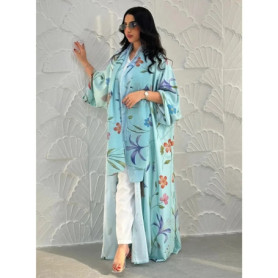 Eid Scarf Abaya Women 2 Piece Set Elegant Muslim Jalabiya Long Cardigan Dress Dubai Style Morocco Caftan for Ramadan Party Arab