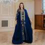 2025 Eid Muslim 2 Piece Set Women Embroidery Dresses Open Abaya Suit Jalabiya Ramadan Dubai Kaftan Party Vestidos Cardigan Robe