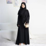 2 Piece Abaya Crepe Sleeveless Hijab Dress Matching Muslim Sets Open Abayas for Women Dubai Turkey African Islamic Clothing Robe