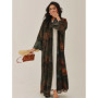Middle-East Open Front Abaya Muslim Full Sleeve Tie-dye Loose Arabian Abayas Turkey Kaftans Women Jilbabs Islamic Maxi Dresses