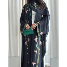 Eid Women Abaya Scarf Muslim Print Cardigan Dresses Abayas Kaftan Vestidos Arab Long Robe Ramadan Morocco Dubai Jalabiya 2025