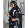 Eid Women Abaya Scarf Muslim Print Cardigan Dresses Abayas Kaftan Vestidos Arab Long Robe Ramadan Morocco Dubai Jalabiya 2025