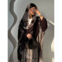 Women Abaya Scarf 2 Piece Set Cardigan Dress Dubai Eid Muslim Print Morocco Kaftan Party Jalabiya Vestidos Largos Arab Long Robe