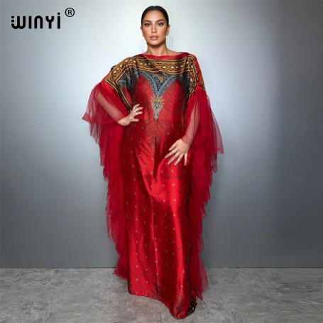 WINYI muslim woman dresses boho woman clothing kaftan party Dress Middle East Female loose holiday abaya dubai luxury Caftan