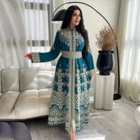 Eid Ramadan Print Kaftan Jalabiya Muslim Maxi Dresses for Women Robe Dubai Abaya Outfit Ethnic Style Caftan Arab Islamic Clothes