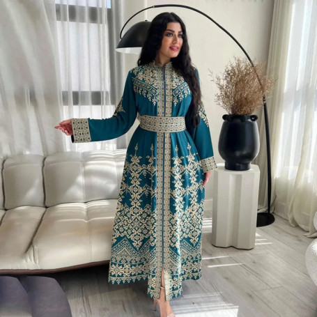 Eid Ramadan Print Kaftan Jalabiya Muslim Maxi Dresses for Women Robe Dubai Abaya Outfit Ethnic Style Caftan Arab Islamic Clothes