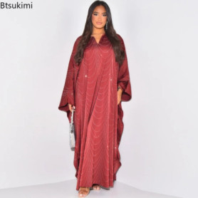 Dubai Women Party Dressws Diamond Abaya Eid Muslim Elegant Robe Bat Sleeve Jalabiya Ramadan Morocco Kaftan Vestidos Largos 2026