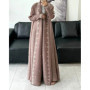 Autumn and Winter New Abaya Fashion Lapel Pleated Long Sleeved Cardigan Windbreaker Jacket Saudi Abayas for Women