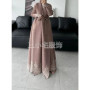 Autumn and Winter New Abaya Fashion Lapel Pleated Long Sleeved Cardigan Windbreaker Jacket Saudi Abayas for Women
