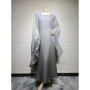 Party Dresses For Muslim Woman Kaftan Abaya Islamic O-Neck Batwing Sleeve Marocain Femme Galabia Dubai For Lady 2025 Fashion