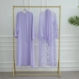 Islamic Clothing Luxury Handmade Abaya 2025 Lace 3D Textured Floral Pearl Beaded Open Abaya Women Muslim Dress 3PCS Abaya Sets